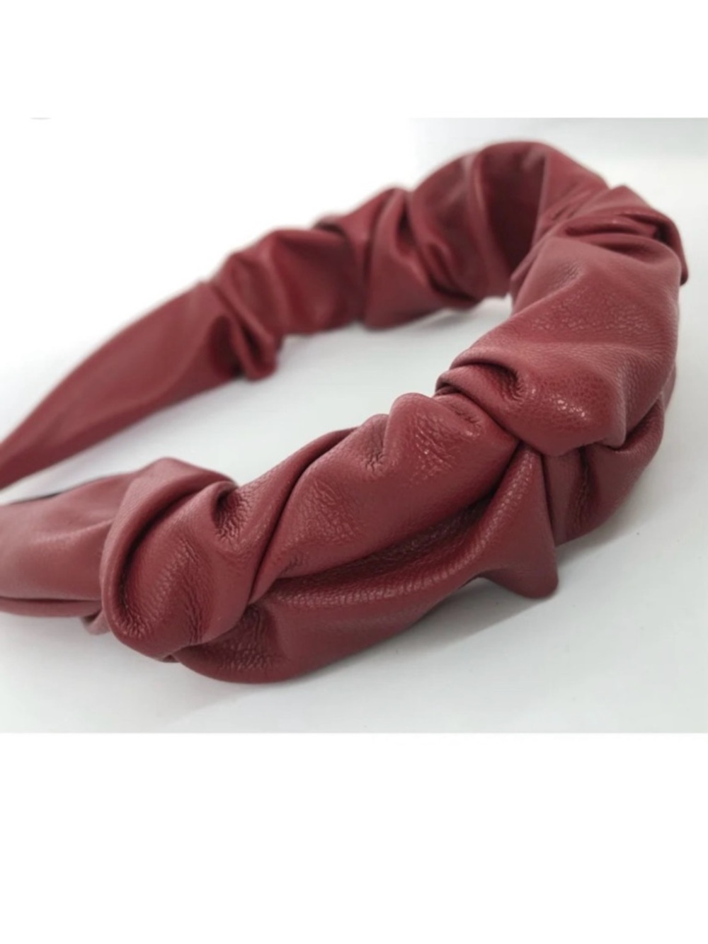 Faux Leather Scrunched Headband - brown - NWOT